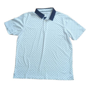 Maelreg Men's Golf Polo Shirt White Navy Blue XL